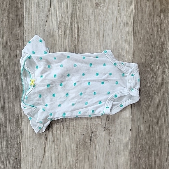 Carter's White & Teal Polka Dot Onesie 3M - Picture 1 of 5